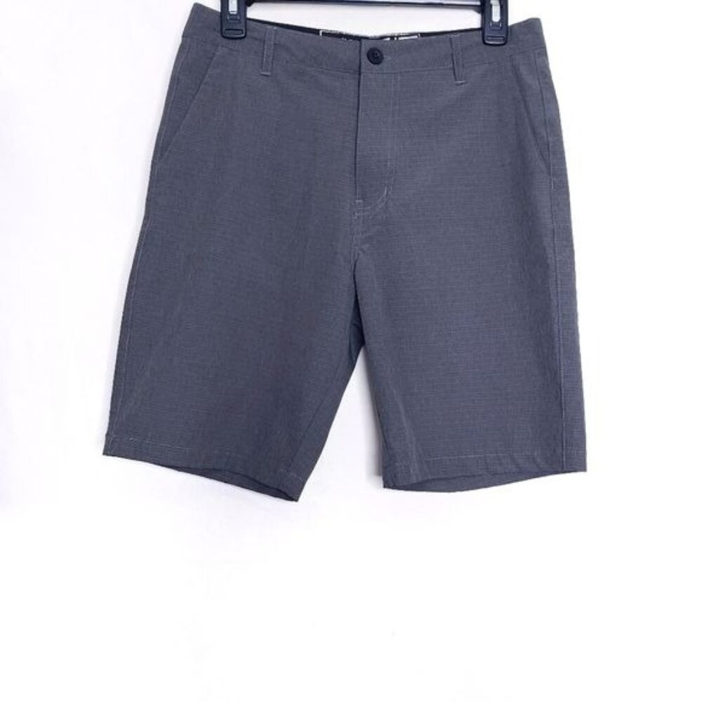 Division Gray Stripe Casual Flat Front Chino Style Shorts Men's Size 28